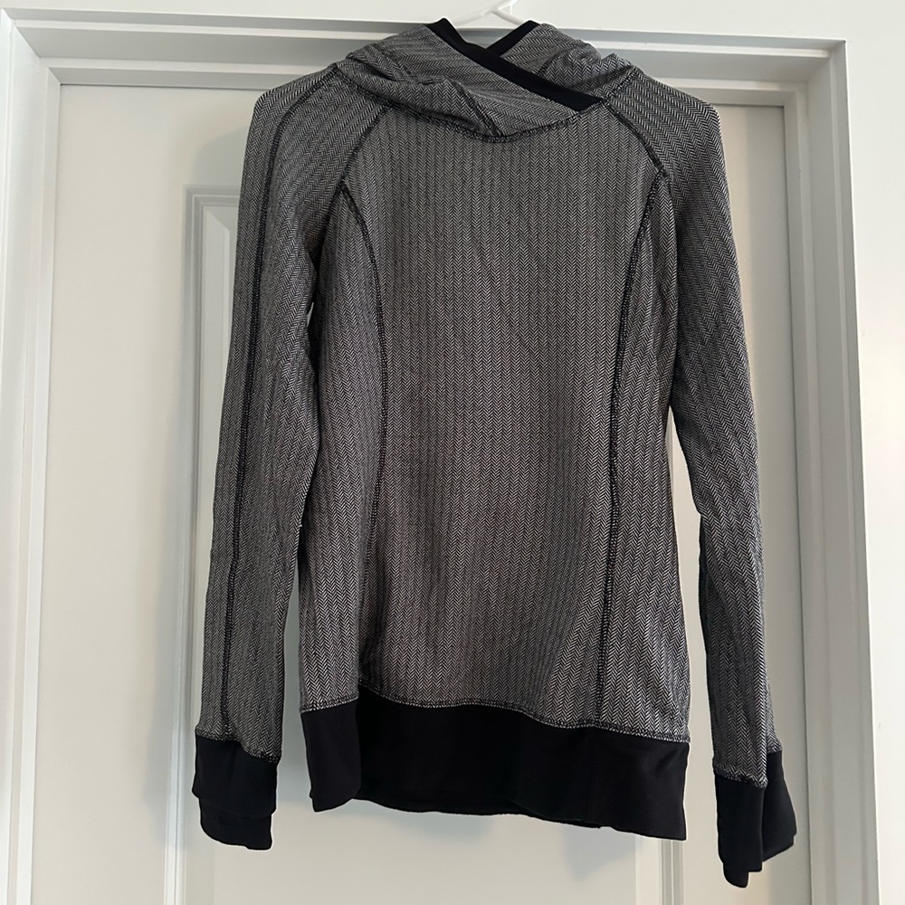 Lululemon Gray and Black Herringbone Hooded Sweatshirt